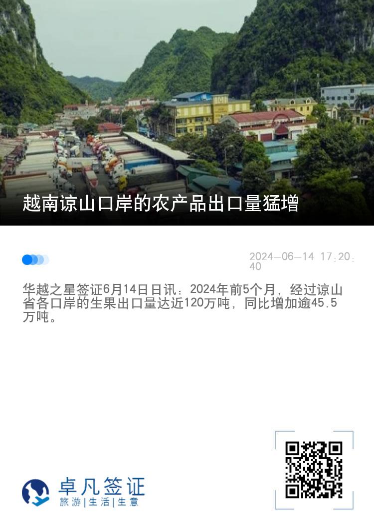 越南谅山口岸的农产品出口量猛增