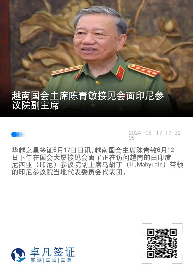 越南国会主席陈青敏接见会面印尼参议院副主席