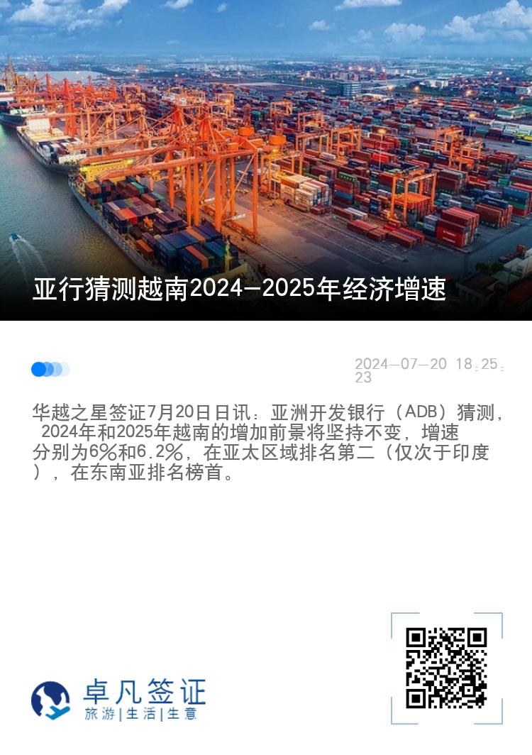 亚行猜测越南2024-2025年经济增速