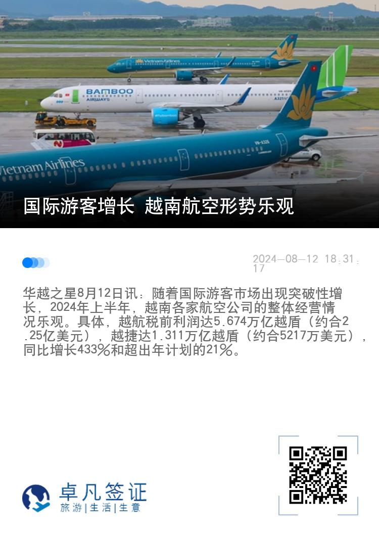 国际游客增长 越南航空形势乐观