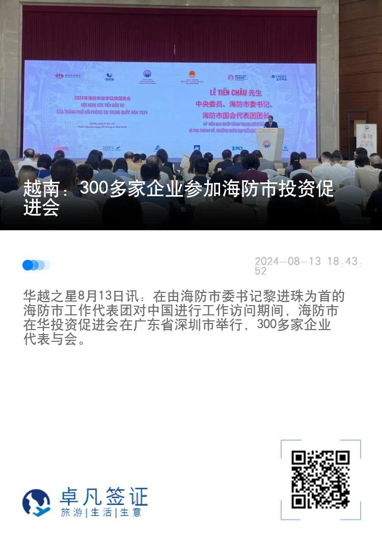 越南：300多家企业参加海防市投资促进会