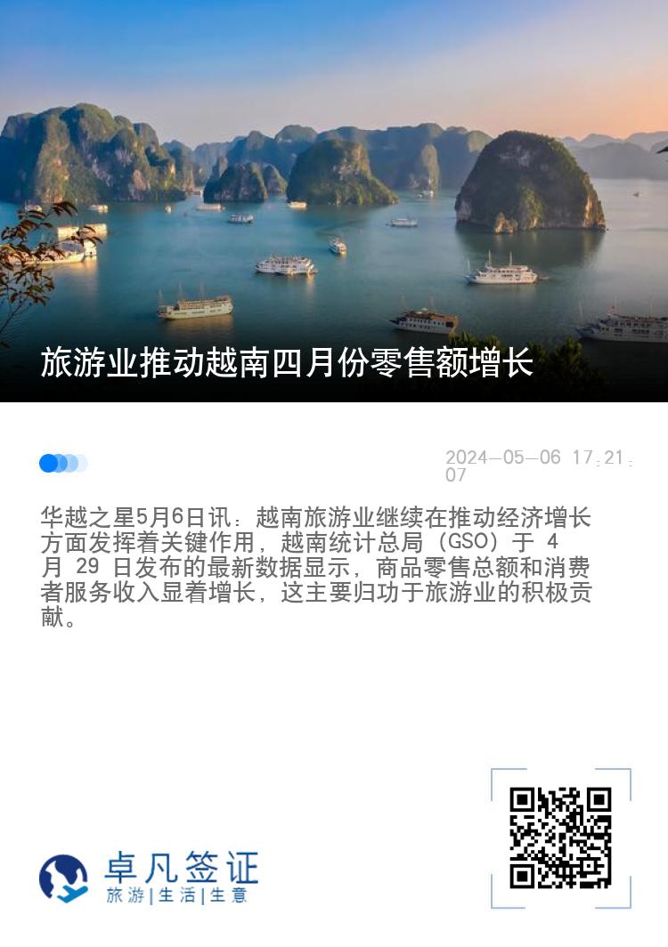 旅游业推动越南四月份零售额增长