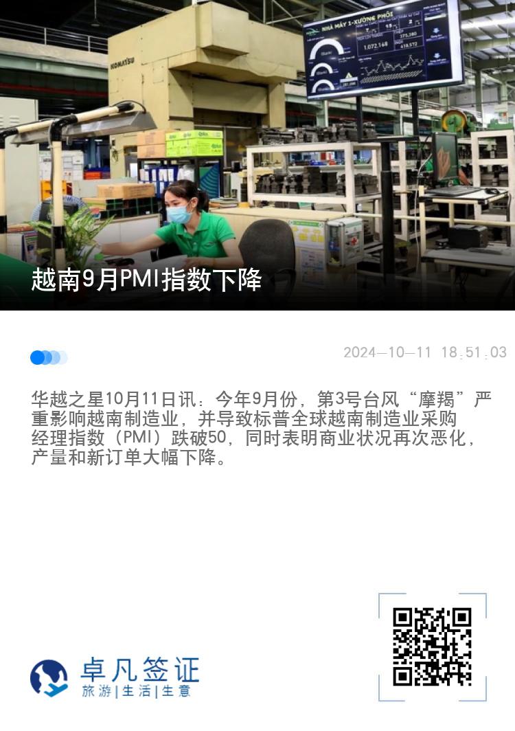 越南9月PMI指数下降