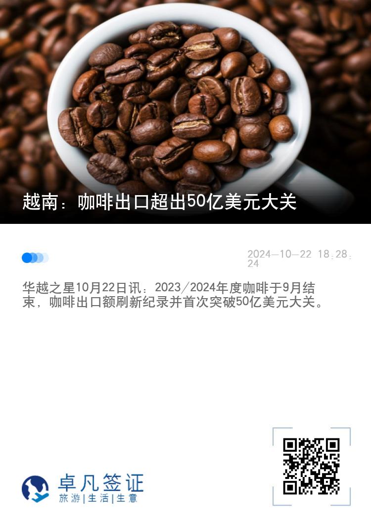 越南：咖啡出口超出50亿美元大关