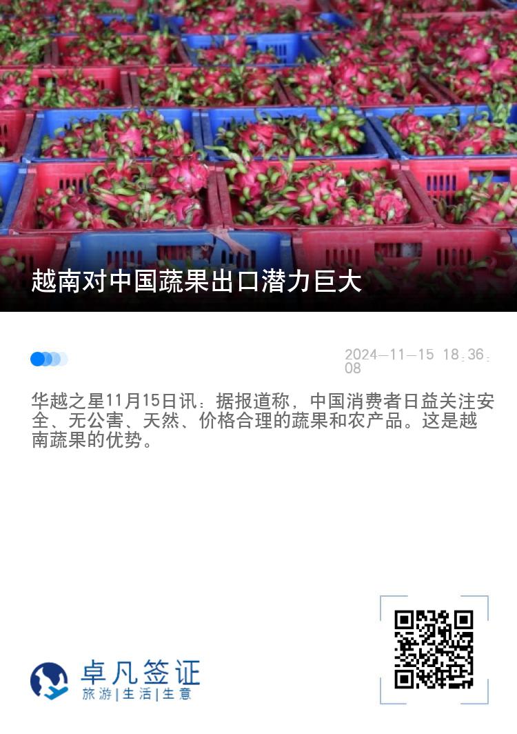 越南对中国蔬果出口潜力巨大