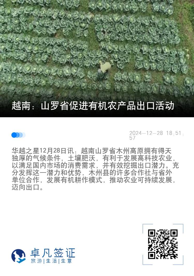 越南：山罗省促进有机农产品出口活动