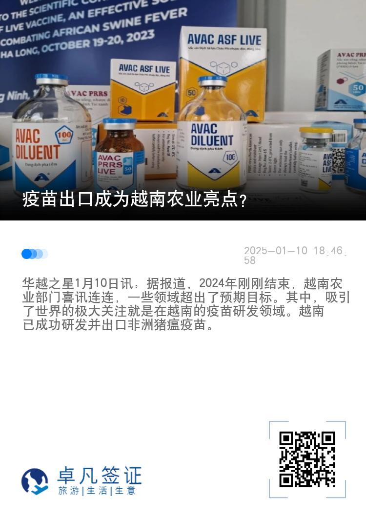 疫苗出口成为越南农业亮点？