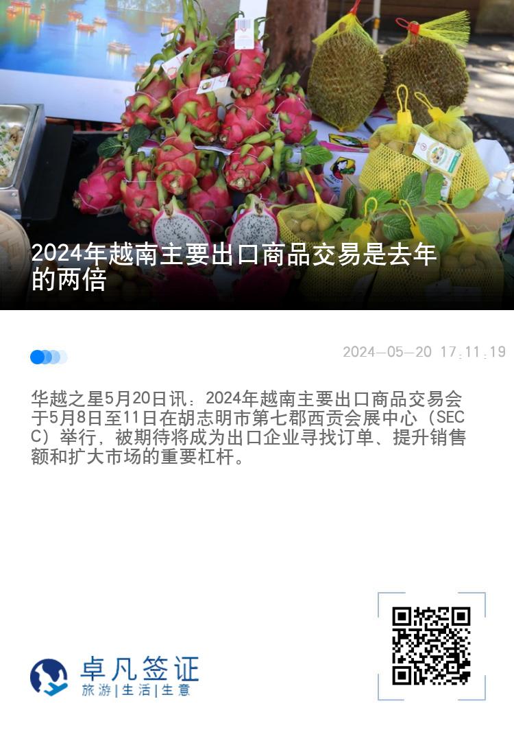 2024年越南主要出口商品交易是去年的两倍