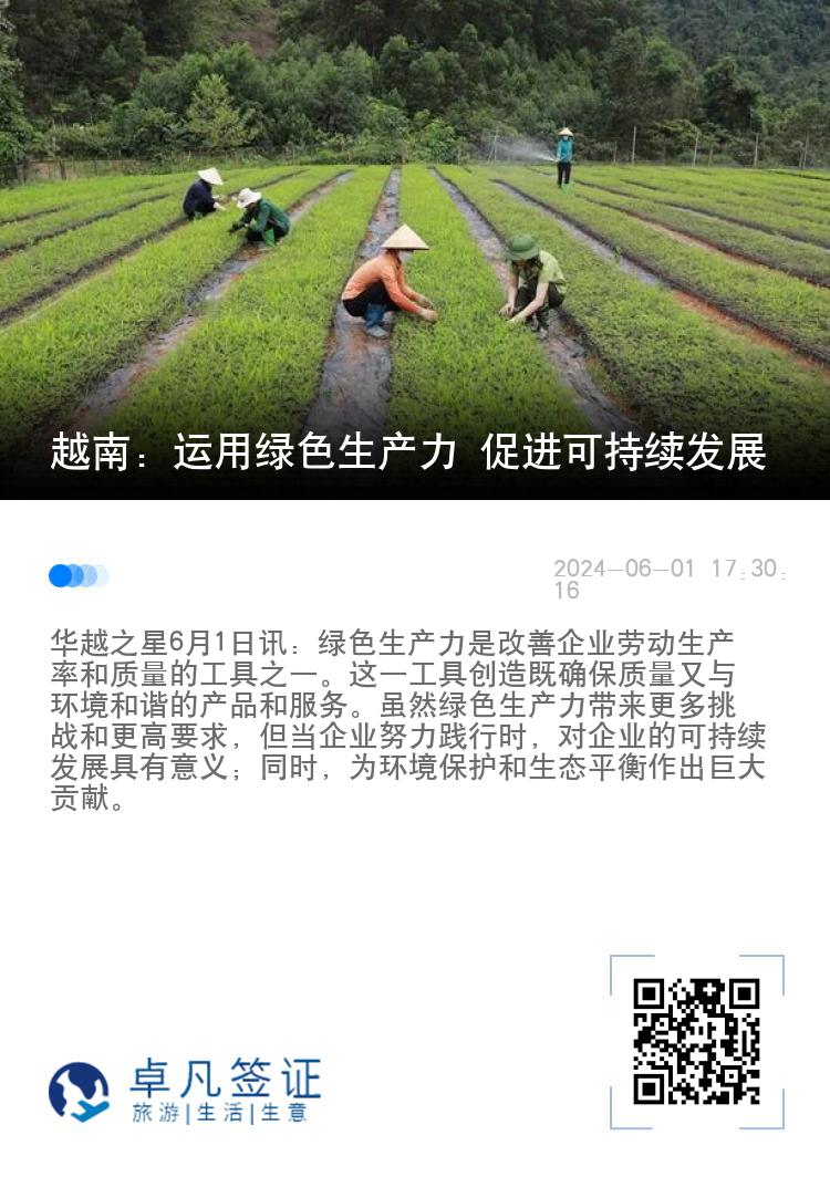 越南：运用绿色生产力 促进可持续发展